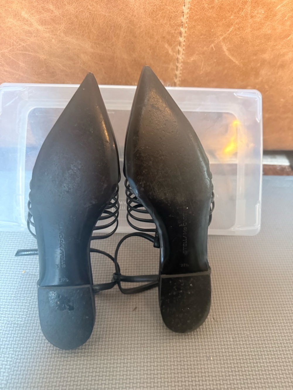 Stella McCartney Black Strappy Pointed Toe Flats - Picture 2 of 3